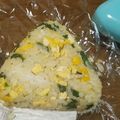あきつま（杏花☆）'s cooksnap of when they made ほうれん草（青菜）と卵の彩りおにぎり.