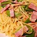 純子50Plus's cooksnap of when they made さやえんどうとベーコンのペペロンチーノ.