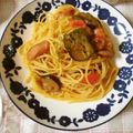 violets's cooksnap of when they made なすとウインナーのスパゲッティ….