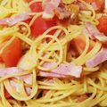 純子50Plus's cooksnap of when they made トマトとベーコンのペペロンチーノ.