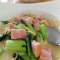 こぼく's cooksnap of when they made ほうれん草とベーコンのクリームパスタ.