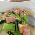 こぼく's cooksnap of when they made ほうれん草とベーコンのクリームパスタ.