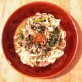 0sayu's cooksnap of when they made 鯖缶と春菊のピリ辛ラー油パスタ.