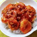 花時計咲いた's cooksnap of when they made ピリ辛！本格的なのに簡単*　エビチリ丼.