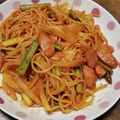 ak0ak0's cooksnap of when they made 簡単 ケチャップでちゅるちゅるナポリタン.