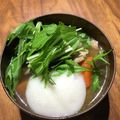 めいはるお's cooksnap of when they made お雑煮や大晦日に♪【菜（名）も上がる汁】.