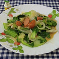 みかかめ's cooksnap of when they made 青梗菜とソーセージのオイマヨ炒め.