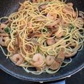 かせぃじん's cooksnap of when they made プリプリ海老の水菜としめじの和風パスタ♪.