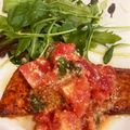 ねこゲルゲ's cooksnap of when they made サーモンのソテー☆トマトとバジルのソース.