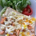 みにー2020's cooksnap of when they made 鮭フレーク＆卵＆チーズのせトースト✿.