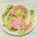 さくらん餅's cooksnap of when they made 【約460Kcal】空豆と生ハムのパスタ.