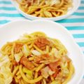 ふうはっちゃん's cooksnap of when they made ベーコンとキャベツの焼きうどん.