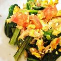 ムーヒツジ's cooksnap of when they made 小松菜とツナ、トマト、卵の炒め物.