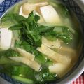 ちゃぎー's cooksnap of when they made つまみ菜と油揚げのお味噌汁.