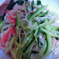 ｷｬｻﾘﾝ★mama's cooksnap of when they made きゅうり・かにかま・えのきの梅ぽん酢和え.