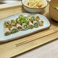 Ume星cafe's cooksnap of when they made レンジで簡単★オクラとみょうがの豚肉巻き.