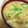 ムーヒツジ's cooksnap of when they made ニラと卵のお味噌汁・ニラ玉味噌汁.