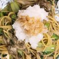 夕飯は６時です's cooksnap of when they made ランチ＊豚肉と小松菜、舞茸の和風パスタ.