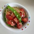 おっちむ＊'s cooksnap of when they made ツナとスナップえんどうのレモン醬油パスタ.