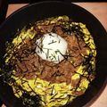 ナツコ58's cooksnap of when they made ❀祝話題入り❀瓦そば風に〜茶そば鉄板❤.