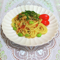KBBキッチン☆'s cooksnap of when they made 梅しそと枝豆の和風パスタ.