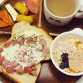 choco831's cooksnap of when they made ◉刻みソーセージの目玉焼き◉トースト.