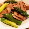 Rits1013's cooksnap of when they made 魚肉ソーセージとアスパラのマヨポン酢炒め.