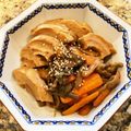 Zelie's cooksnap of when they made 干し芋茎(ズイキ・芋がら)と車麩の煮物.