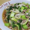 ねこのおかあさん☆'s cooksnap of when they made 栄養満点☆小松菜と豚肉のあんかけ.