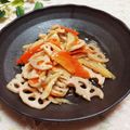 旦那は皿洗い's cooksnap of when they made 【簡単味付け常備菜】蓮根と人参の金平♪.