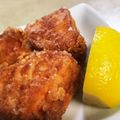 チロルちゃん♪'s cooksnap of when they made お刺身サーモンの唐揚げ♪.