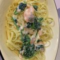 odae76's cooksnap of when they made 鮭とほうれん草のクリームパスタ☆.