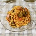 violets's cooksnap of when they made なすとウインナーのスパゲッティ….