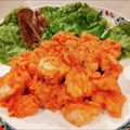 おたもぎ's cooksnap of when they made 鶏むね肉とキムチで簡単　鶏チリマヨ　.