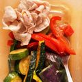 クックにくにく's cooksnap of when they made 豚しゃぶとなすはこれ！夏野菜のっけ素麵.