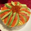 NAO_mama♪'s cooksnap of when they made サーモンとアボカドのお寿司ケーキ.