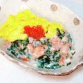 桜月❀咲良mommy's cooksnap of when they made 簡単♪鮭と法蓮草のクリームオムライス.