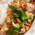 あたむ❤189's cooksnap of when they made ひき肉ピーマンの卵そぼろ炒め.