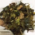 ＄ophie's cooksnap of when they made カブの葉とそぼろのナンプラーレモン.