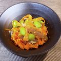 ♡sayulily♡'s cooksnap of when they made 枝豆と人参、こんにゃくのタラコ和え.