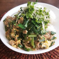 ふか谷's cooksnap of when they made 韮とひき肉の半熟卵丼.