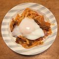 みん。実家暮らし飯's cooksnap of when they made 豚キムチ焼きうどん.