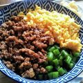 Ａオリゼー's cooksnap of when they made 鶏そぼろ 玉子もそぼろの三色丼 弁当.
