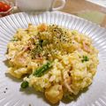 omemechan's cooksnap of when they made 生米から！えびの豆乳チーズリゾット.