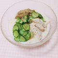 まあまま☆0403's cooksnap of when they made 塩麴茹で鶏の豆乳麺.