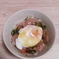 アクセル☆'s cooksnap of when they made 小粋なB級レシピ　★温玉ふるふる生ハム丼.