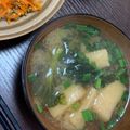 2児ママみきてぃ's cooksnap of when they made 菜の花と薄揚げの味噌汁.