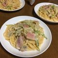 okapi☆☆'s cooksnap of when they made ベーコン＆セロリのクリームパスタ.