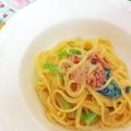hikarin♪'s cooksnap of when they made ほうれん草とツナのクリームパスタ.