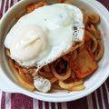 こまるのこ's cooksnap of when they made キムチ焼うどん目玉焼きのせ.